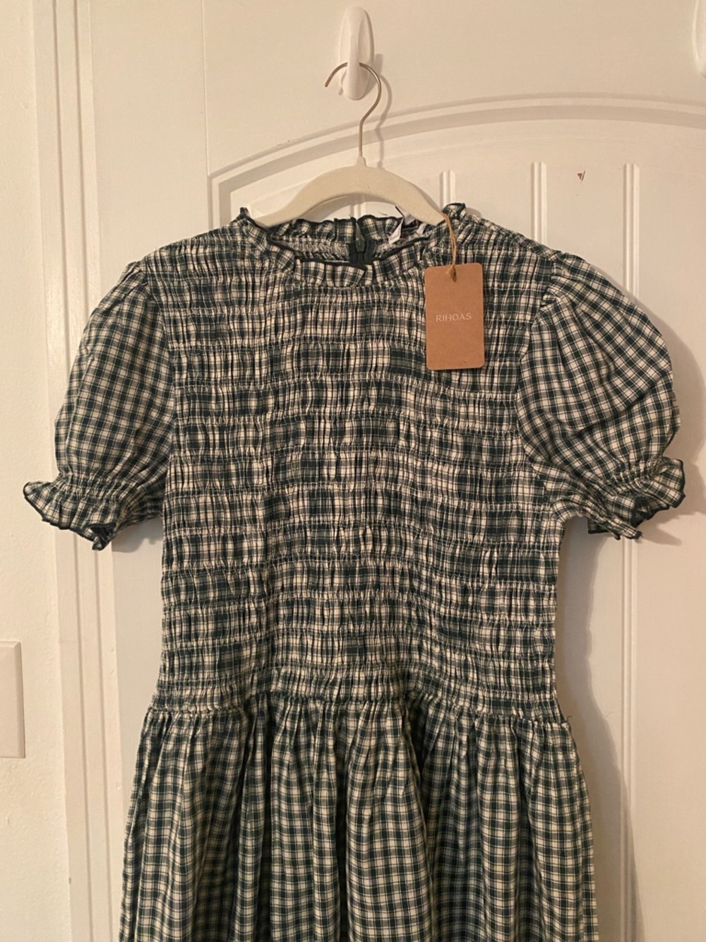 RIHOAS Classic Checkered Midi Dress in green plaid - Picture 3 of 5